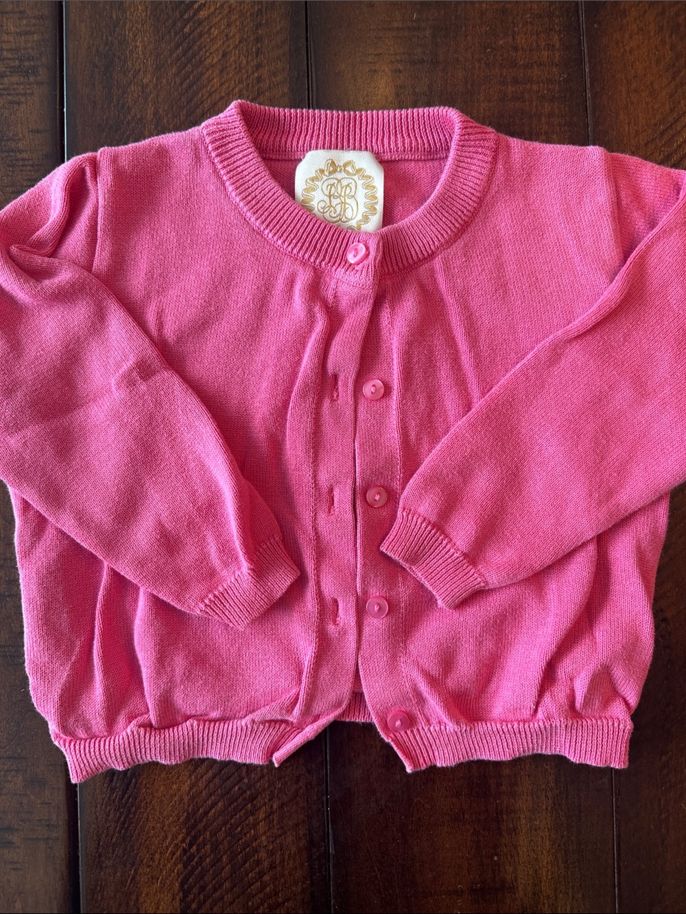 The Beaufort Bonnet Company TBBC Bright Pink Crewneck Cardigan Sweater 2T